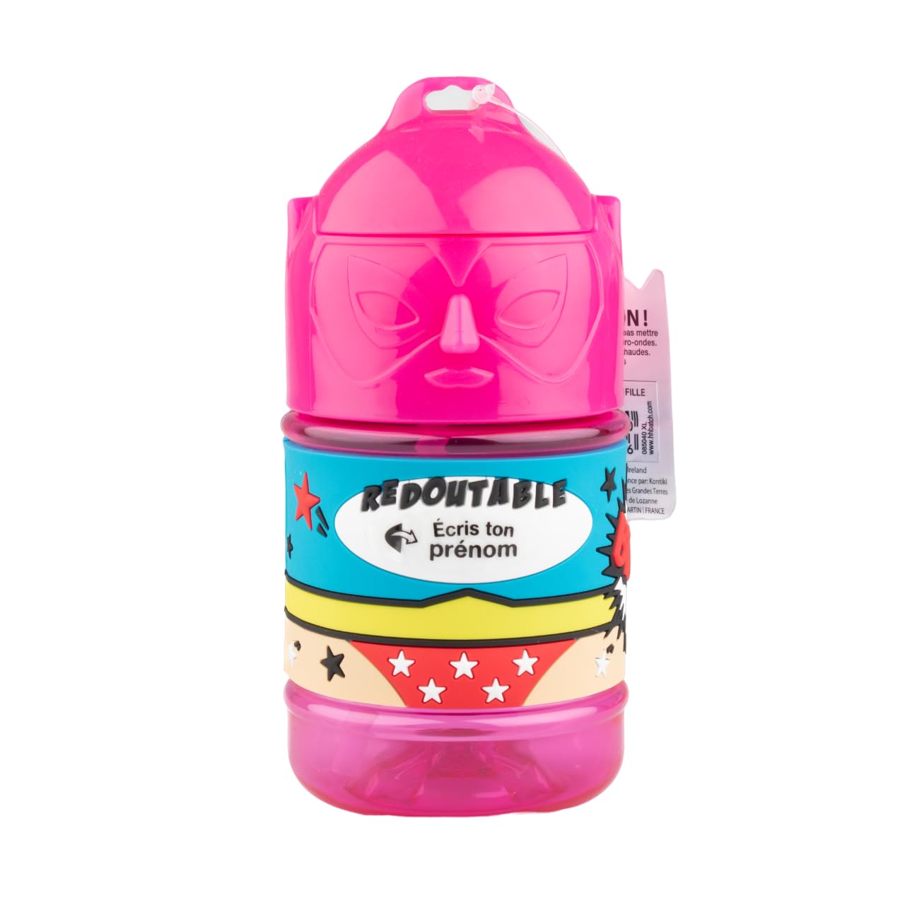 SUPER GOURDE Personalised Kids Water Bottle with Straw - Neutral Pink Girl