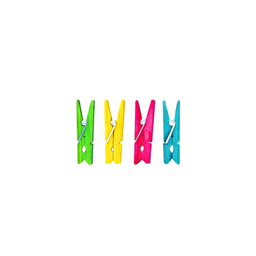 Rayher Set of 48 Wooden Pegs, Coloured Wood Pegs for Photos, Scrapbooking, Paper Crafts and Advent Calendar, assorted coloures, 2.5cm, 6135449