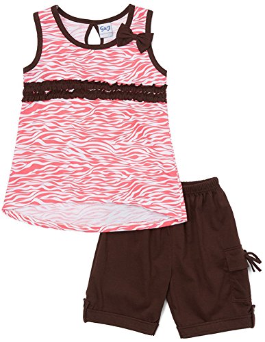 Image of ToBeInStyle Girl's Two Piece Summer Set Cute Tee Top and Matching Shorts Adorable Outfit