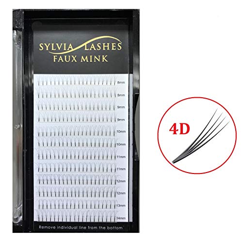 Premade Volume Fans Eyelash Extensions 4D 12 Rows/Tray Short Stem Russian Volumes Lashes Extensions Fans (4D D-CURL MIX)