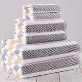 Truly Lou 100% Cotton Quick Dry Textured Bath Towel Set, 6 Piece Set - 2 Bath Towels, 2 Hand Towels