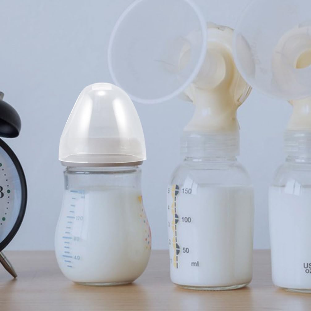 Baby Bottle Caps Replacement 4 Pack Leak-Proof Milk Bottle Lids Reusable Covers Fit Plastic Glass Feeding Bottles 2.44X2.44X2.16 Inches