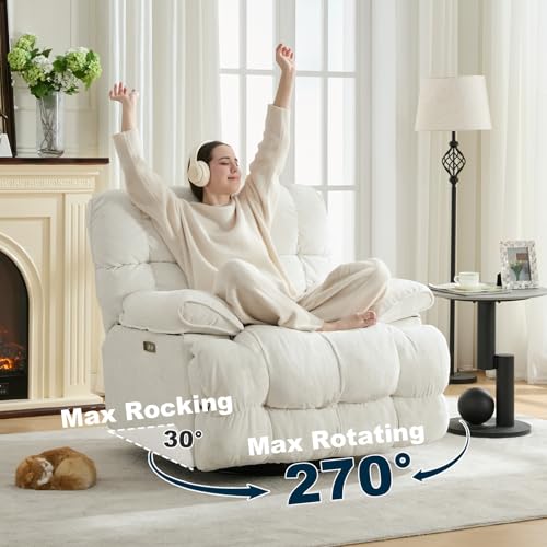 Sillón reclinable moderno grande blanco miniatura 5