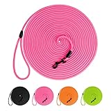 BRONZEDOG Check Cord 30FT Dog Lead Climbing Line Long Pet Training Rope Leash for Dogs Small Medium Large Puppy Pink Black (Pink)