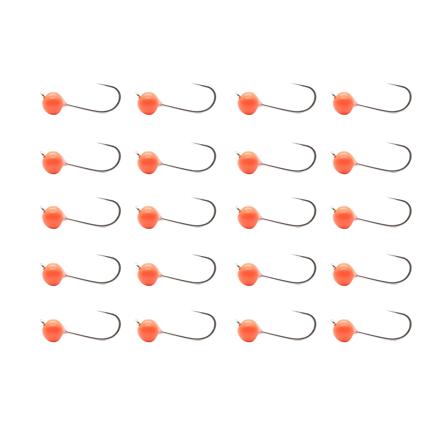ALICHINO Tungsten Fly Tying Jig Heads for Fly Fishing Small Round Ball Crappie Jig Heads Nano Jigs Kit Tungsten Beads with Hook (Fluo Orange 20pcs, 3.5mm, 1/80oz #12)