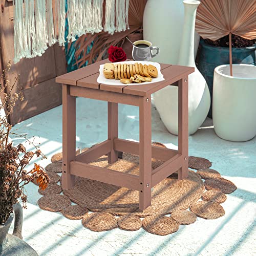 image for LZRS Adirondack Square Outdoor Side Table for Patio, Pool Composite Pa