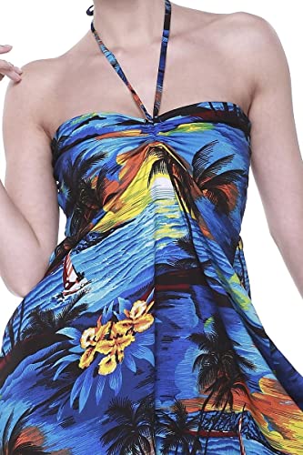 Image of Hawaii Hangover Family Matching Hawaiian Clothes, Sunset Blue | Family matching Hawaiian outfits, Sunset Blue, lightweight rayon, machine washable, tropical print, luaus, cruises
