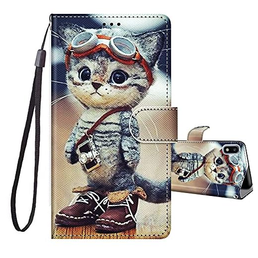 JRIANY Coque pour Samsung Galaxy A10, Etui Portefeuille Samsung Galaxy A10 avec Motif, Antichoc Housse Protection PU Cuir Fonction Support pour Samsung Galaxy A10 (6,20 Pouces, 2019)- Chat C