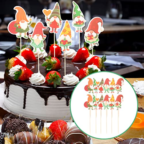 ABOOFAN 12 peças topos de cupcake de Natal gnomos bolos toppers sobremesa cupcake guloseimas palitos