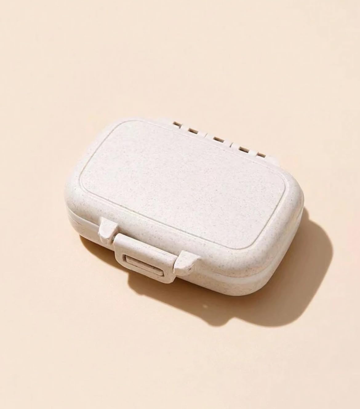 Mini Portable Pill Organizer Box 3 Compartments with Removable Dividers Neutral-Color
