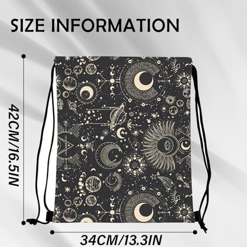 Drawstring Backpack Draw String Bag Sports Gym Bags Waterproof Cute Aesthetic Sackpack for Unisex Women Sports Beach Travel(13"×17")-Moon2