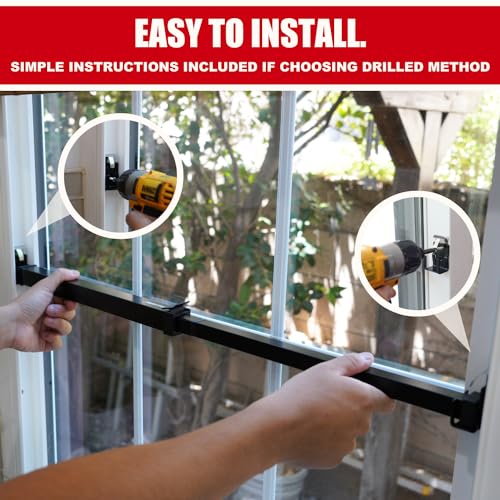 SecurityMan Window Security Bar - Easy Install for Horizontal/Vertical Windows - Adjustable Window Lock Bar (Child Proof/Heavy Duty Iron) - Extendable (14.25" to 37") Security Bars for Windows - Black