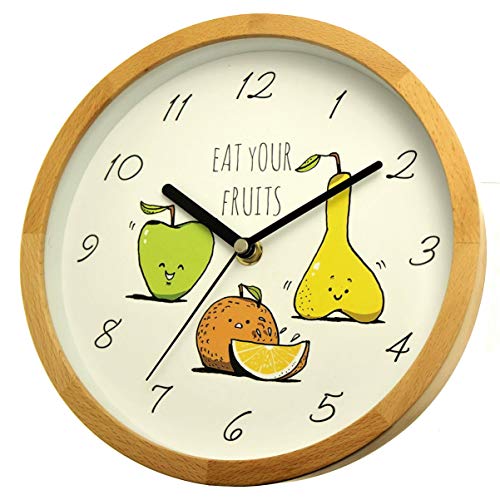 Holzwerk Germany Öko Natur - Reloj de pared para niños (mecanismo silencioso sin tic-tac, silencioso, 21,7 cm de diámetro) Cover