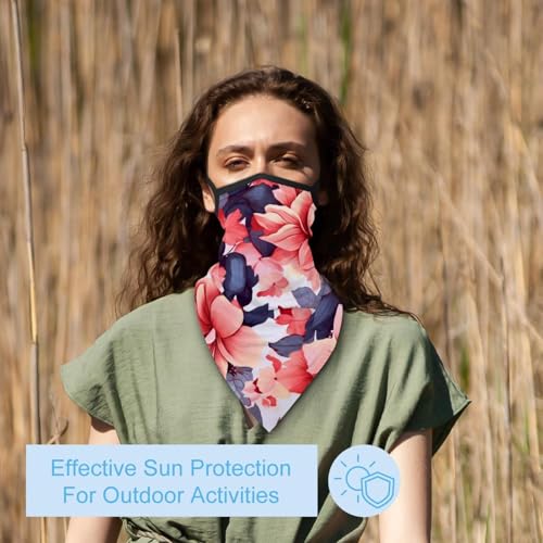4 Pack Floral Flower Neck Gaiter Face Scarf Cover Sun Protection Balaclava Cloth Bandanas with Ear Loops3