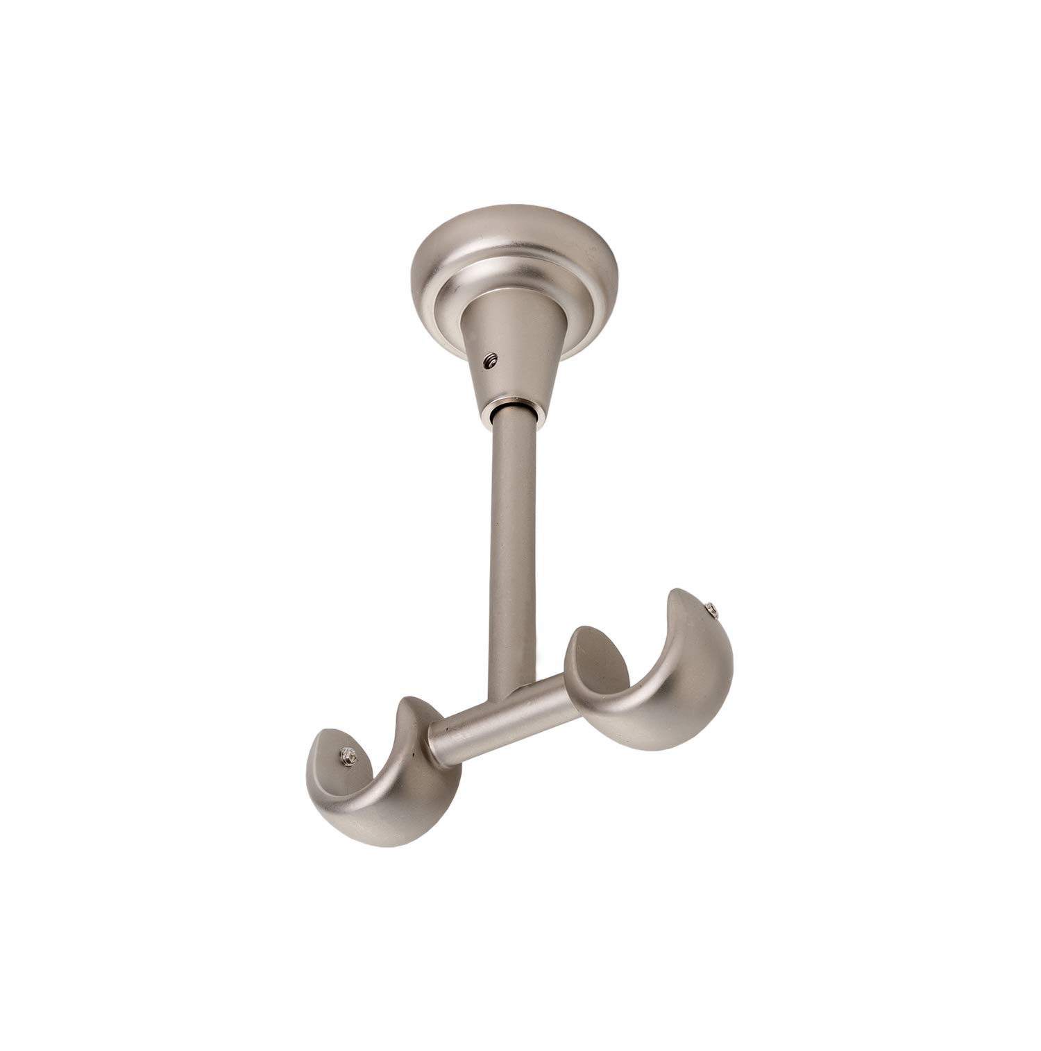 Support De Tringle à Rideaux Double - 4 Pièces - Métal Robuste - Montage Plafond Ou Mur - Noir