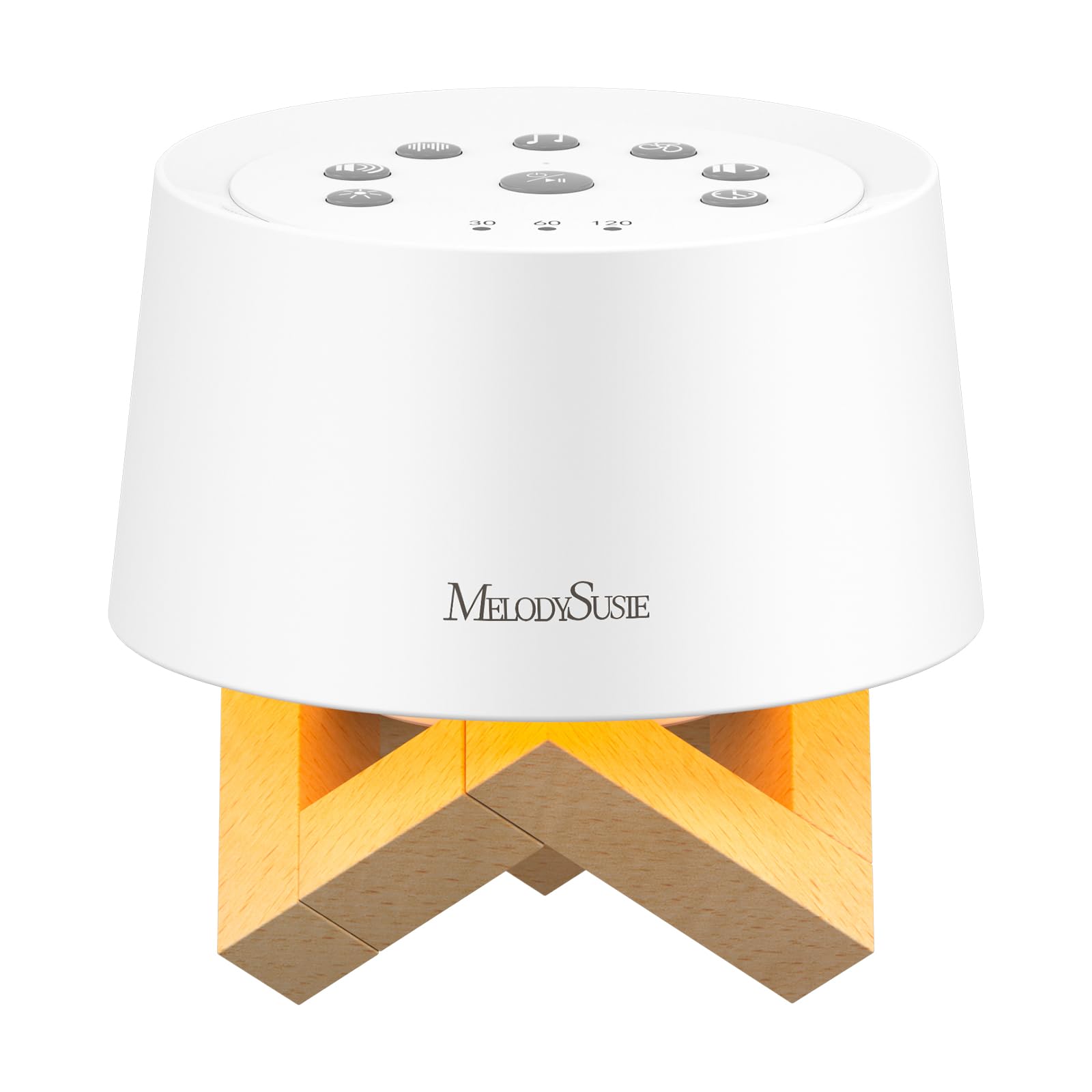 MelodySusie Sound Machine with Night Light & Rechargeable White Noise Machine with 31 Soothing Sounds for Baby Adults | Portable Sound Therapy with Warm Light & 4 Timer | Ideal for Travel & Nursery