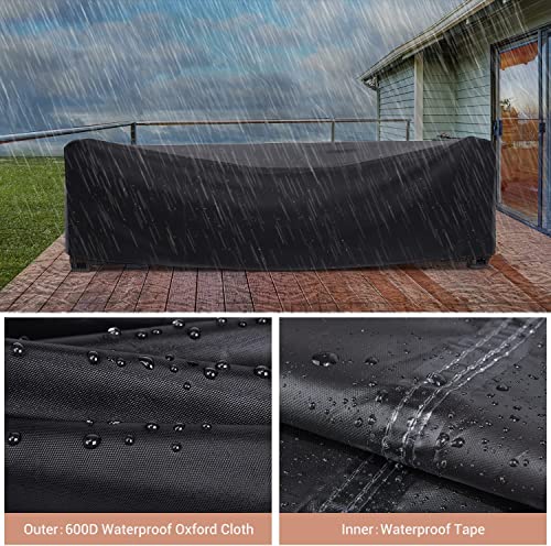 Image of Mrrihand Outdoor Patio Furniture Covers Waterproof 102 inchLx74 inchWx28 inchH Black