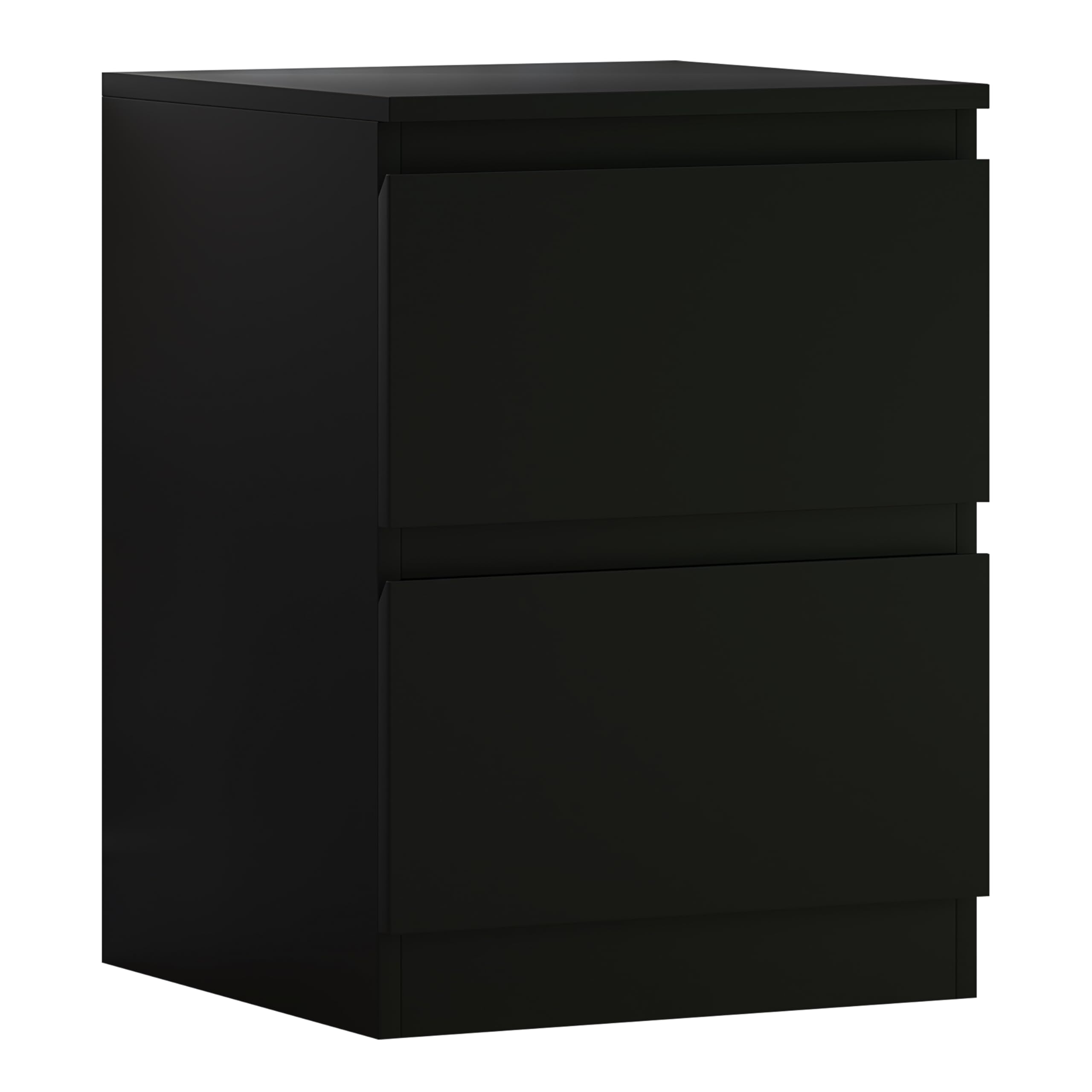 FWStyle 2 Drawers Bedside Cabinet, Nightstand - W 40cm x H 55cm x D 40cm (Matt Black)