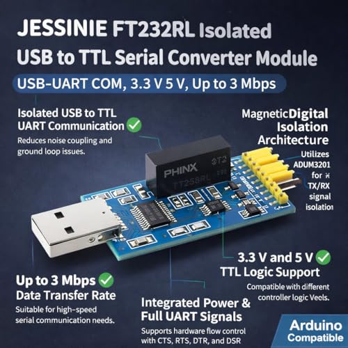 Convertisseur FT232RL USB vers TTL isolé avec connecteur UART COM pour programmation électronique - 6