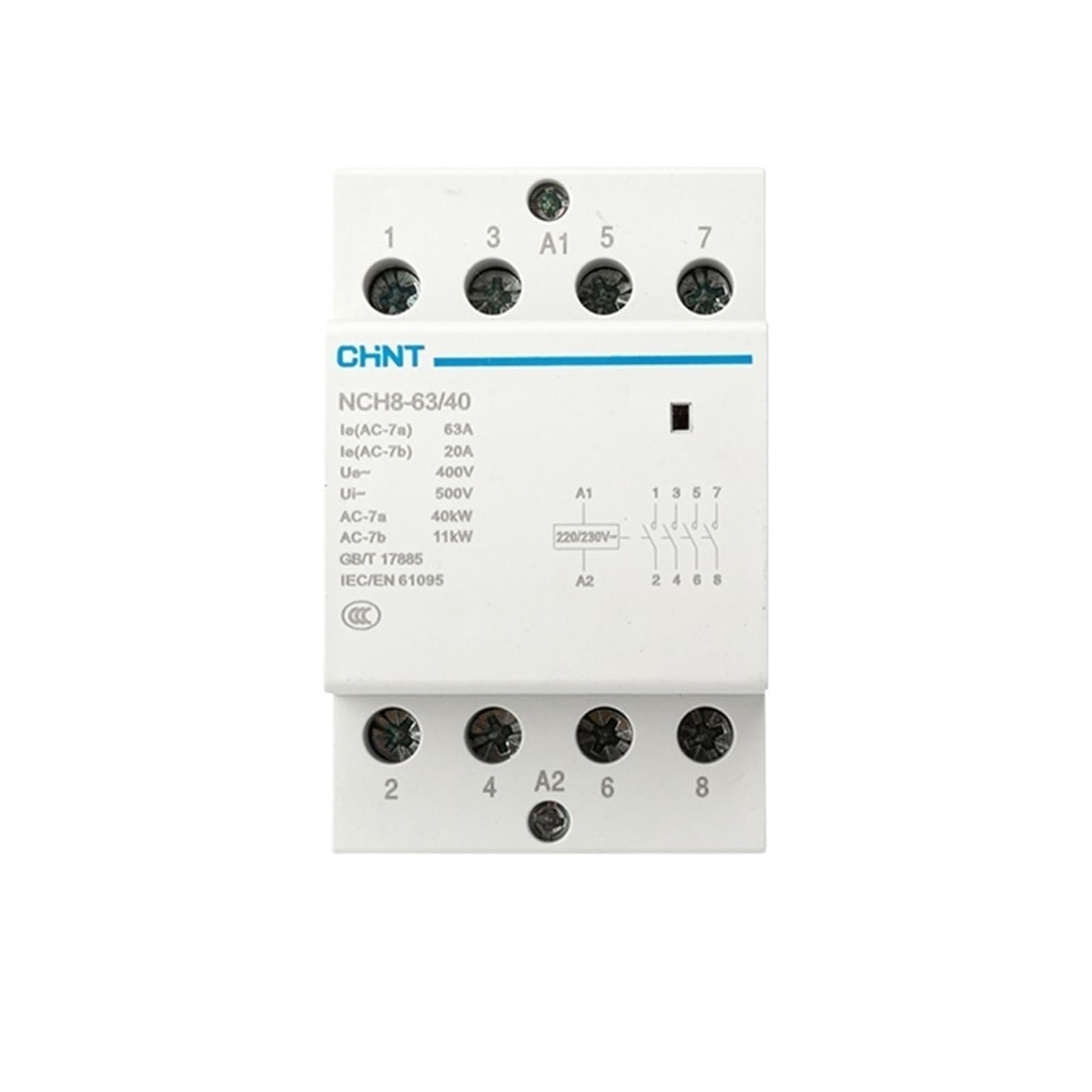 NVSFZGIYG NCH8-63/40 4 Pole 63A 4NO DIN Rail contactor Household Modular contactors AC Contactor(Nch8-63a-40 4no)