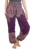 lofbaz donna harem colorato smocked waist boho peacock pantaloni viola size l