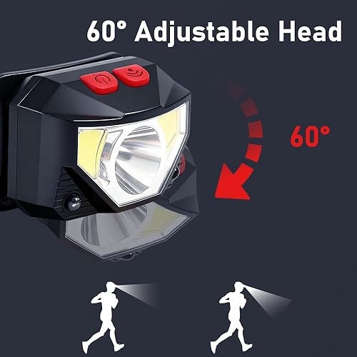 Miniatura 5 de Leadlamp - Linterna LED para faros delanteros, ultra brillante, recargable, 8 modos, luz blancaroja, impermeable