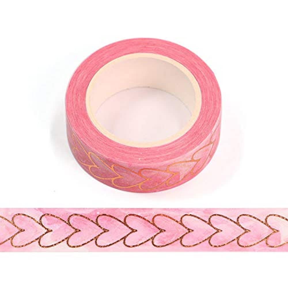 Syntego Pink,Rose Gold Pink And Rose Gold Foil Heart To Heart Decorative Decorative Washi Tape 15Mm X 10M