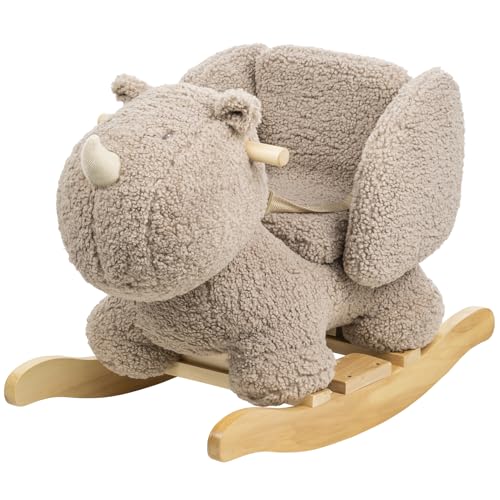 Nattou Schaukeltier aus weichem Teddy-Stoff, Schaukeltier Nashorn, INKL. Sicherheitsgurt, Fröhliches Hin- und Herschaukeln, Ca. 60 cm, Lapidou,...