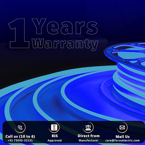 Image of Forus 5 Meter LED Neon Strip Light - Blue, Flexible Waterproof Rope Lights 16.4 Feet with 12V Adapter, Indoor Outdoor Diwali Decorative Lighting, Home Decoration, Wall Decor, 1 Yr Warranty