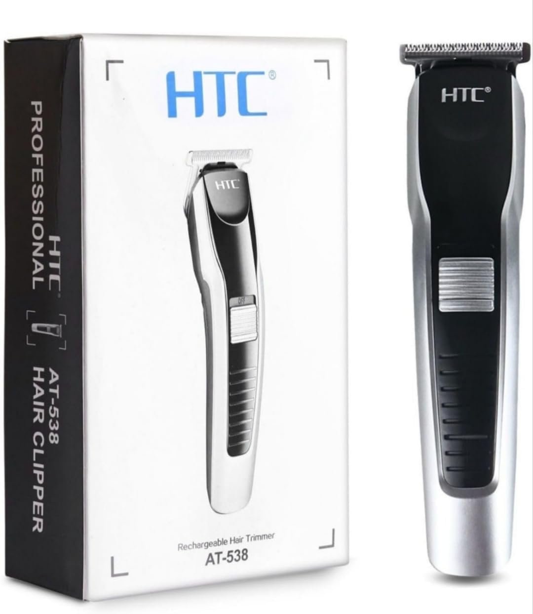 HTC AT-538 Professional Rechargeable Hair Clipper Trimmer for mens | Cordless Design, T-Blade Precision, For Men, Black & Silver-image-35