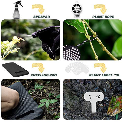 OARA 21PCS Garden Tools Set Heavy Duty Aluminum Hand Tool with Garden Gloves and Garden Storage Tote Bag Outdoor Garden Tool Work Kit Includes Garden Shovel and Trowel Gardening Gifts for Men Women