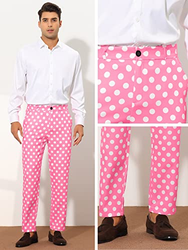 Lars Amadeus Polka Dots Dress Pants for Men's Regular Fit Flat Front Formal Printed Trousers4