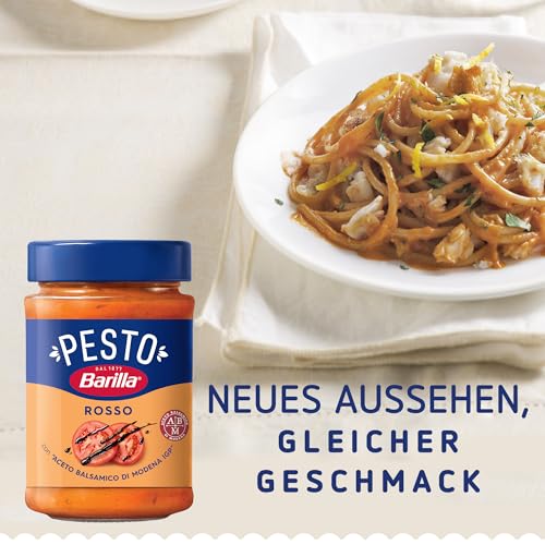 Barilla Pesto Rosso 12x200g | Glutenfreie Italienische Pasta-Sauce mit italienischen Tomaten und Balsamico-Essig aus Modena, Nudel-Soße, rotes Pesto