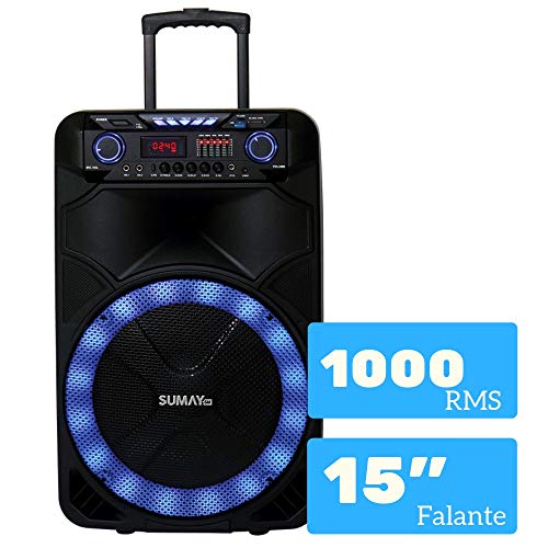 Caixa Amplificada Sumay Thunder X 1000w - com 2 Microfones