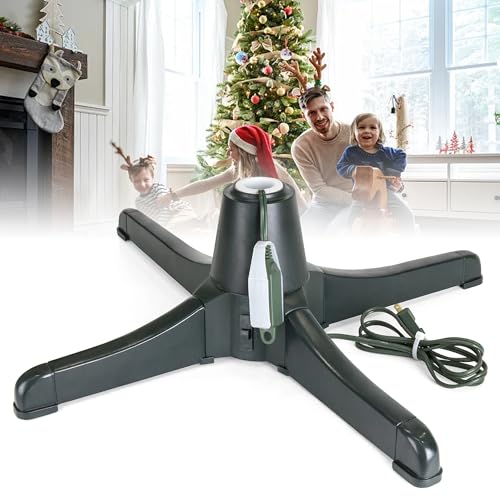 Soporte giratorio para árbol de Navidad, base giratoria de 360 grados para árboles artificiales de hasta 7.5 pies, se adapta a postes de 0.9 a 1.25 pulgadas, ajuste universal para la mayoría de
