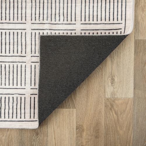 Rugshop Bohemian Stripe Lines Washable Non Slip Area Rug 2' x 3' Ivory