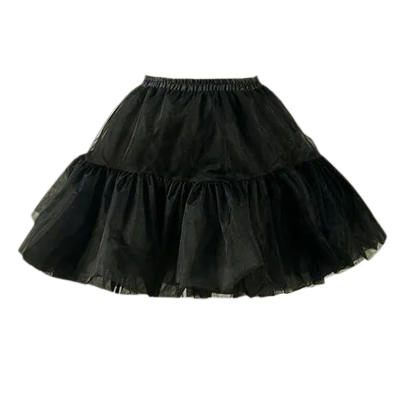 Maxtonser Womens Tulle Tutus Skirt Elastic Waist Double Layer Ruffled Bubble Puff Skirt Petticoat Under Dresses Costume Underskirt