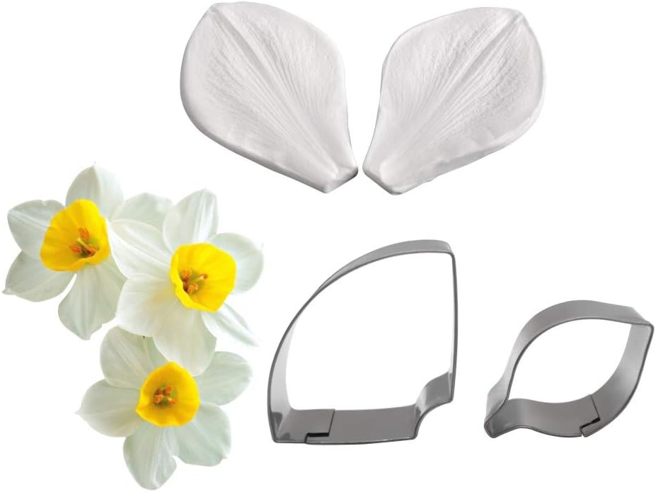 AK ART KITCHENWARE Floral Veining Molds and Fondant Cutters Gumpaste Daffodil Making Tools Set for Decorating Cakes