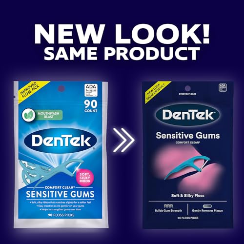 Image of DenTek Comfort Clean Sensitive Gums Floss Picks, Soft & Silky Ribbon, 90 Count