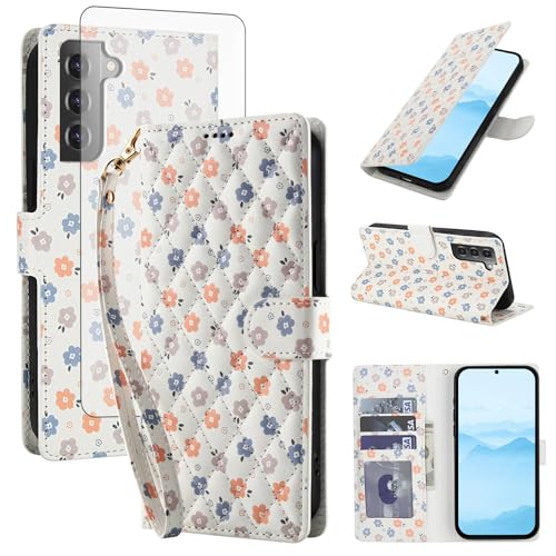 Écran Brisé Évité avec la Coque Samsung S22 Asuwish Étui Portefeuille et Verre Trempé