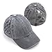 C.C Exclusives Washed Cotton Denim Basket Weave Criss-Cross Ponytail Baseball Cap Bundle Hair Tie (BT-922)(Grey)