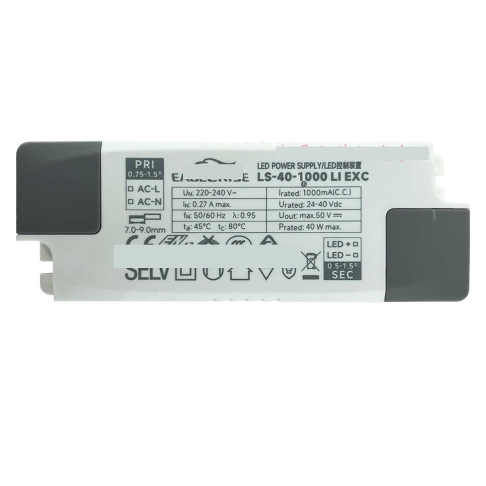 PWANUIGTE LED lamp Driving Power Supply Constant Current Isolation Switch Transformer 40W 950ma Ballast Voltage: 111V~240V(40W 1000ma EXC)