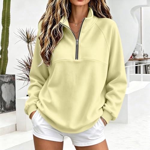 Fleece Pullover Women Cozy Drop Shoulder Mock Neck Quarter Zip Sweatshirt - image 6