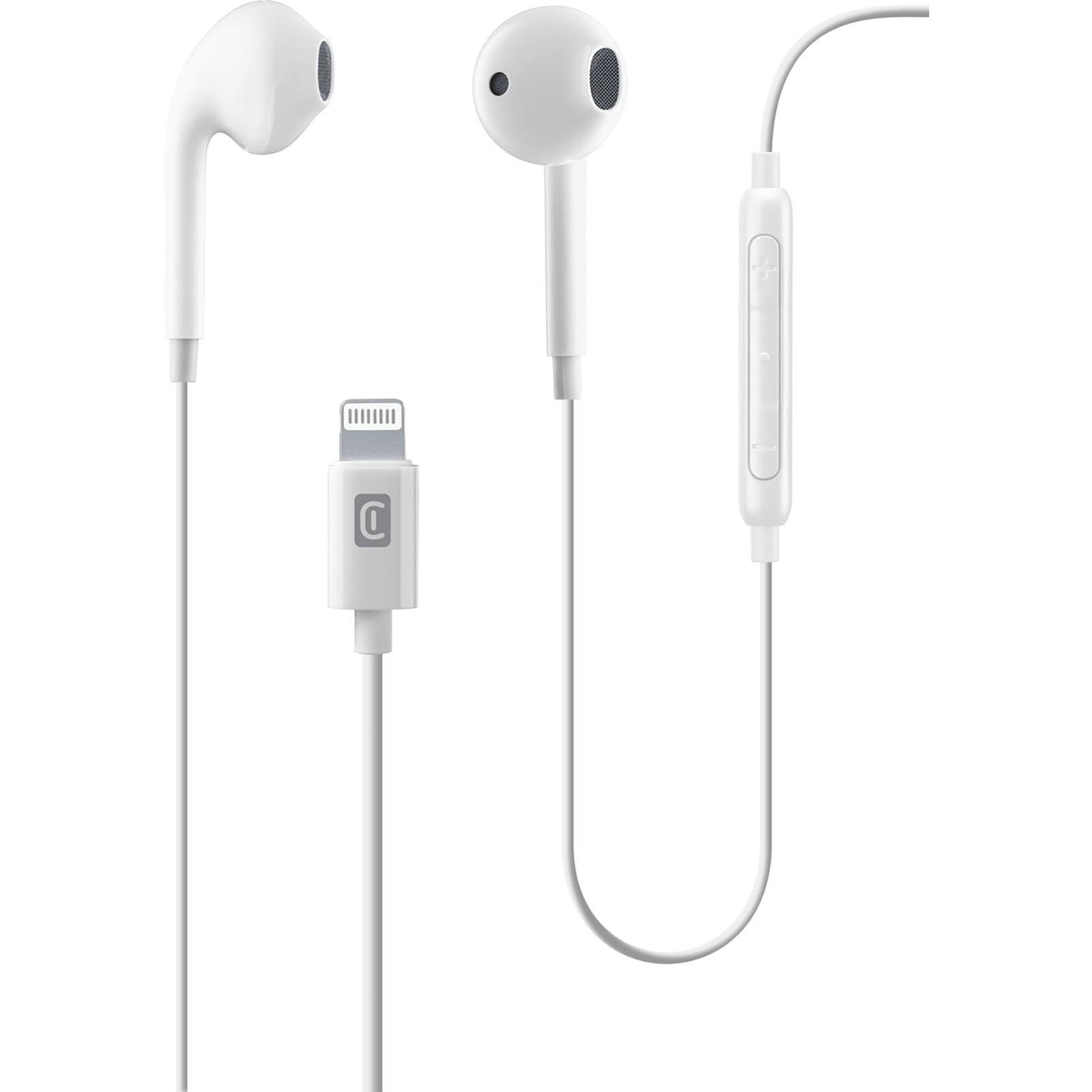 cellularline - EAGLE - Capsule earphones with wire and microphone - Lightining connector - White