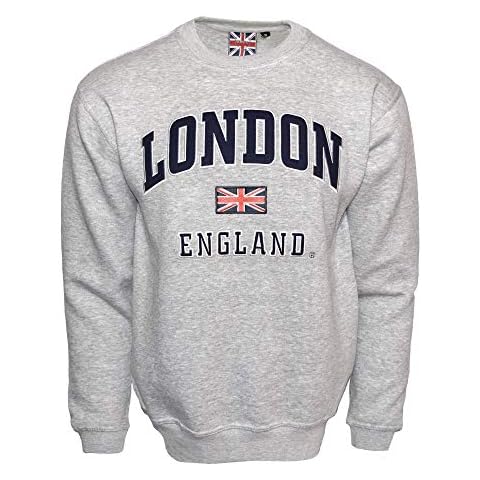 British Heritage Brands LE201GN Unisex London England Sweatshirt Grey Navy XS-2XL (XS) Cover