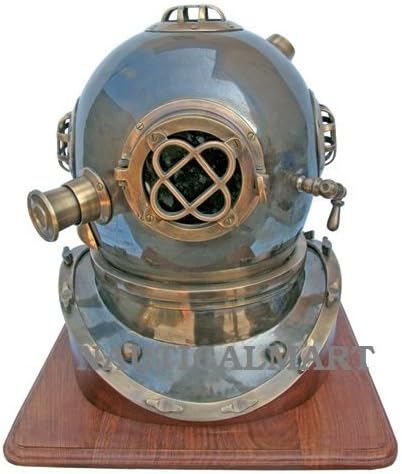 Antique U.S Navy Mark V Diving Divers Helmet with Stand by Nauticalmart