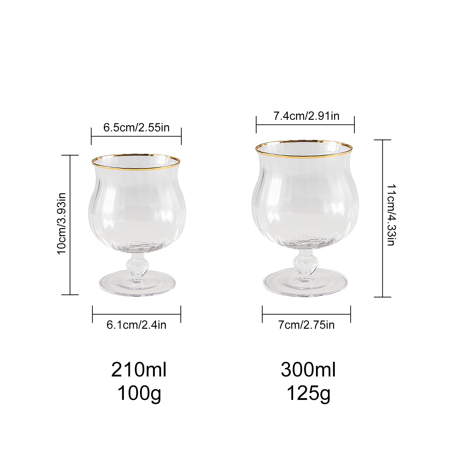 Wnvivi Juego de 4 vasos de vidrio para helado, cuencos de postre con pies de 10 onzas, platos de vidrio de flores, vasos de Sundae, tazas de parfait vintage (blanco)