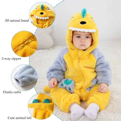 Disfraz infantil de dinosaurio y tigre con capucha miniatura 2