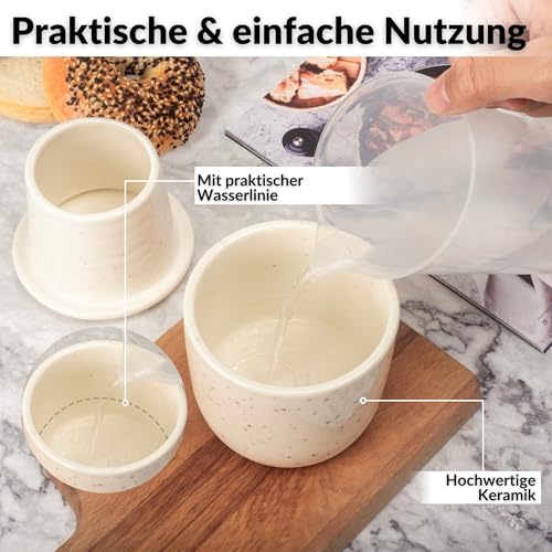 DEKAZIA® Französische Butterdose Wassergekühlt | Butterglocke, Butterfass, Französischer Buttertopf, Butterglocke Keramik, Butterbehälter, Butter Glocke 250gr Buttertopf