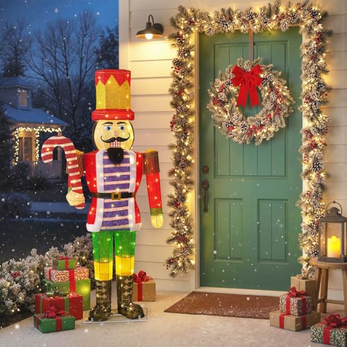 COSTWAY 170 cm Weihnachten Nussknacker Figur groß, beleuchtete...